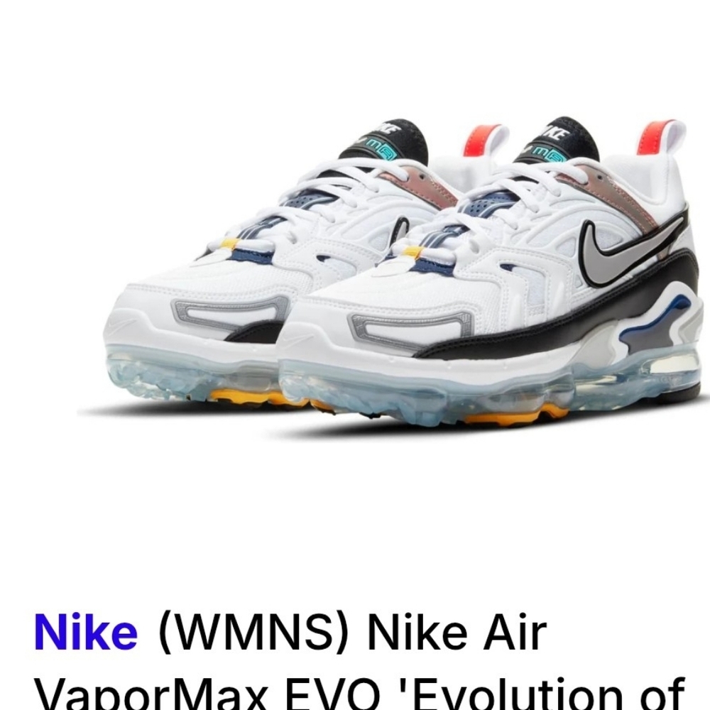 Women's Nike Air VaporMax EVO in White, Black, and Blue, Size 8, New In Box